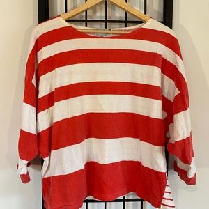 Womans Red and White Striped Top by Jean Tonic